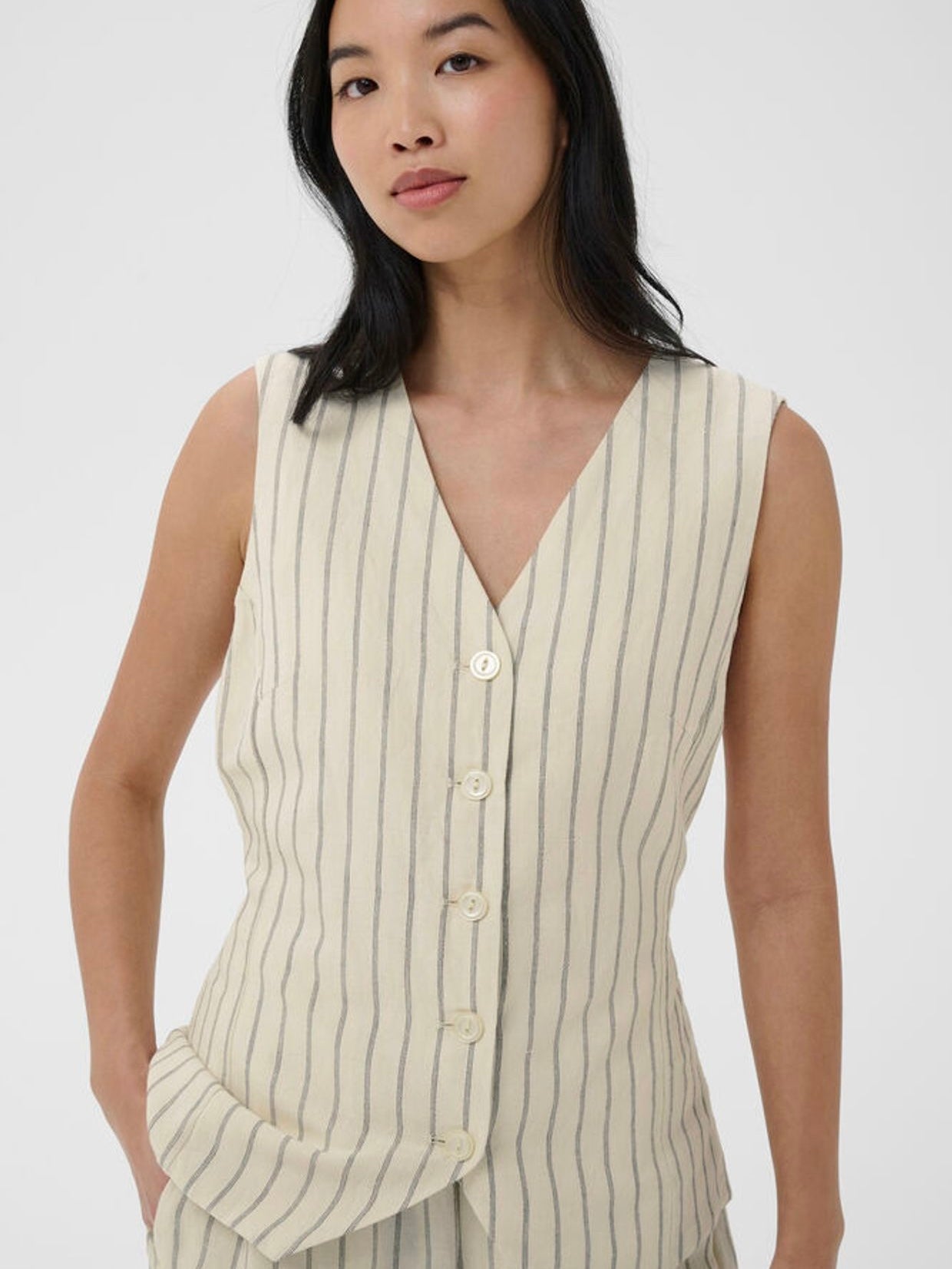 Binta PW Waistcoat, Black Stripe