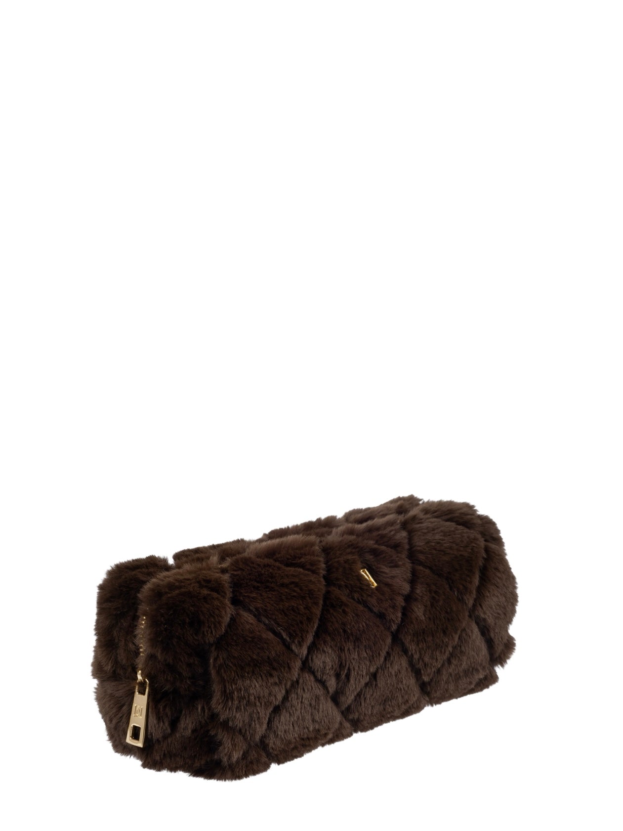 Faux Fur Quilted Tool Pouch, Brown