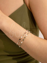 Bracelet, Natural stones, Gold/Kaki