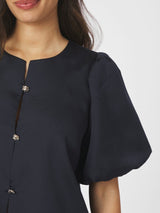 Aisa Dull Satin Blouse, Navy
