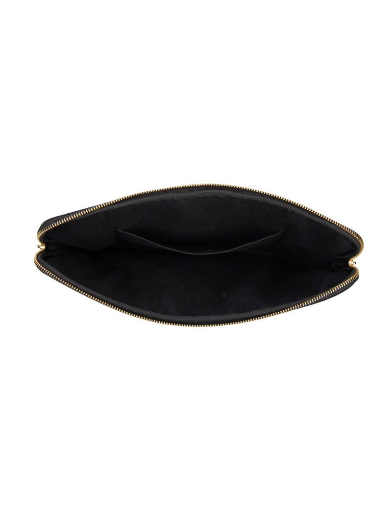 Faux Fur Quilted Mac Cover, Black