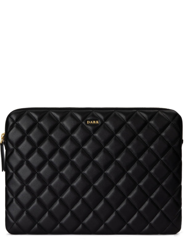 Leather Quilted Mac Cover, Black