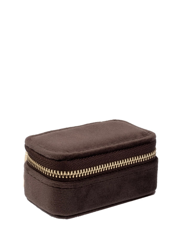 Micro Velvet Jewellery Box, Chocolate Brown