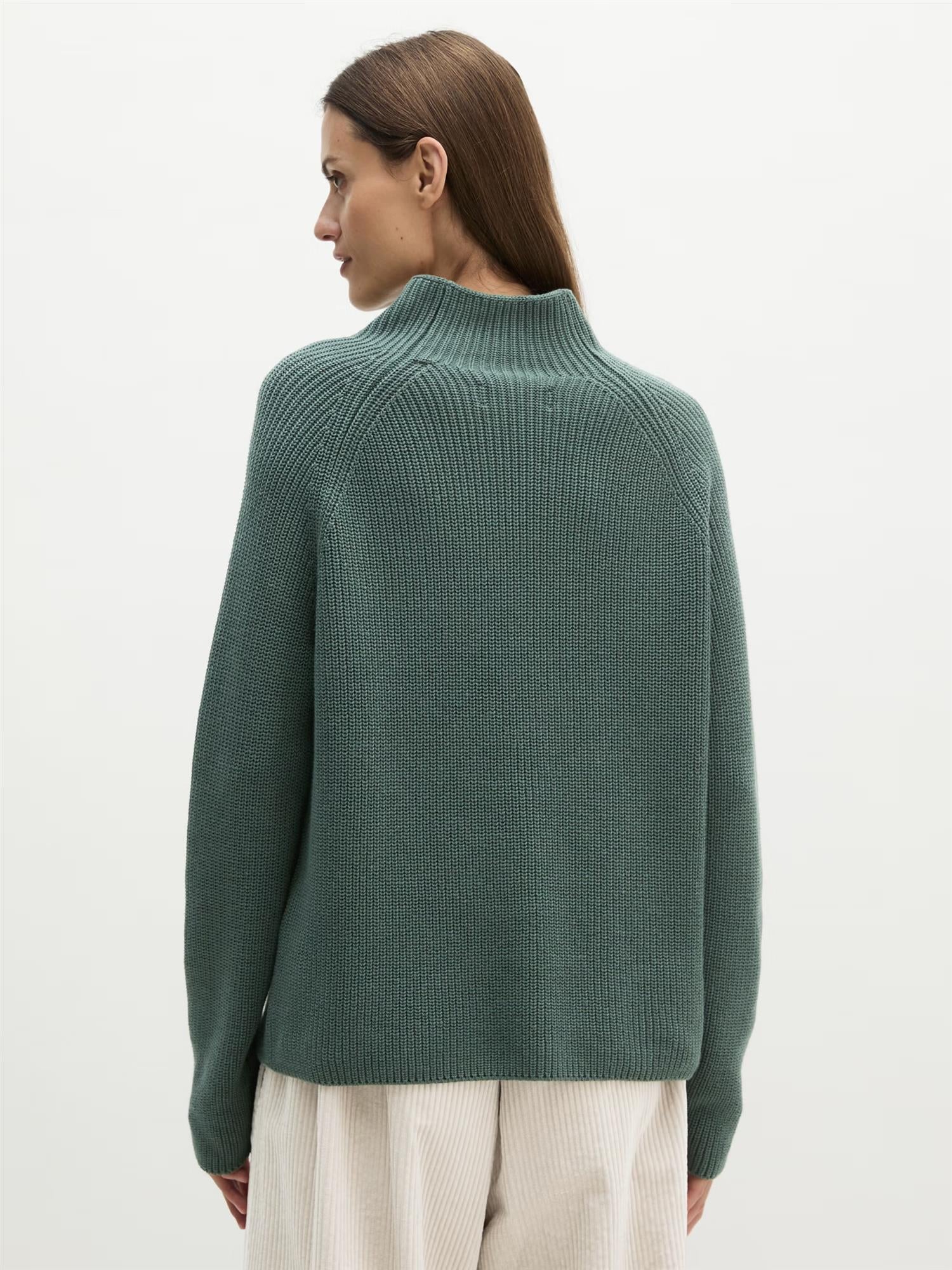 Pullover, Stand-up collar, Green