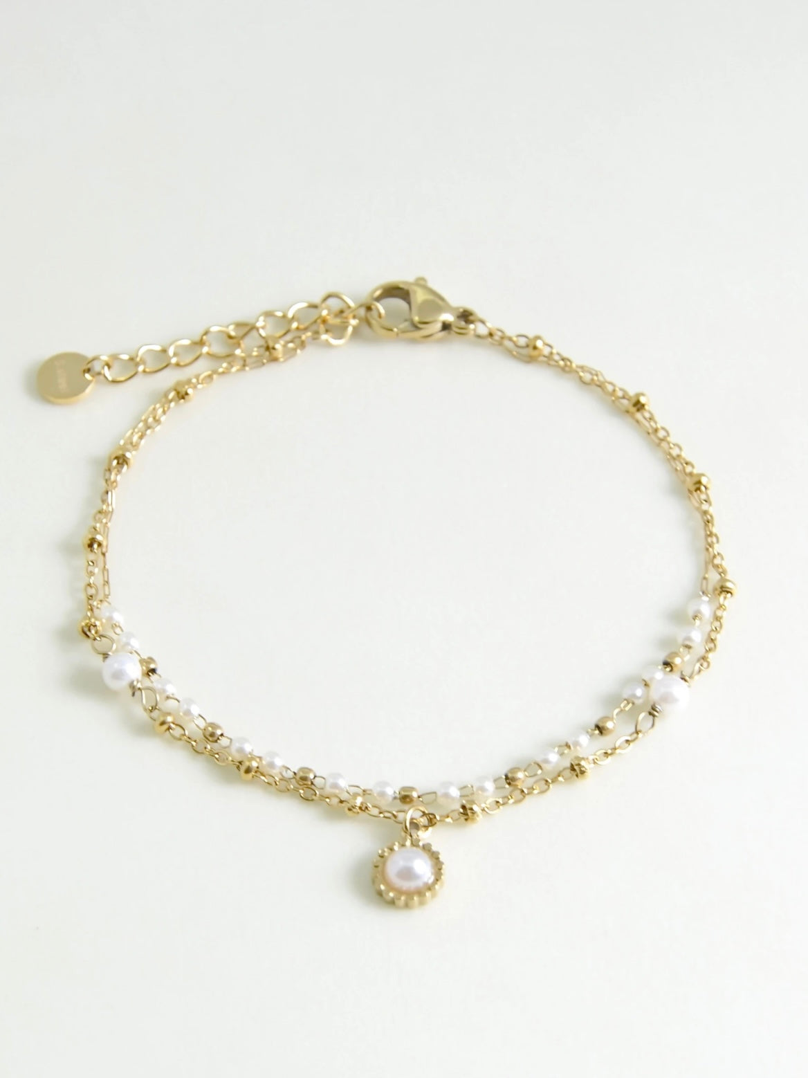 Bracelet, Double Strand, Faux pearls, White