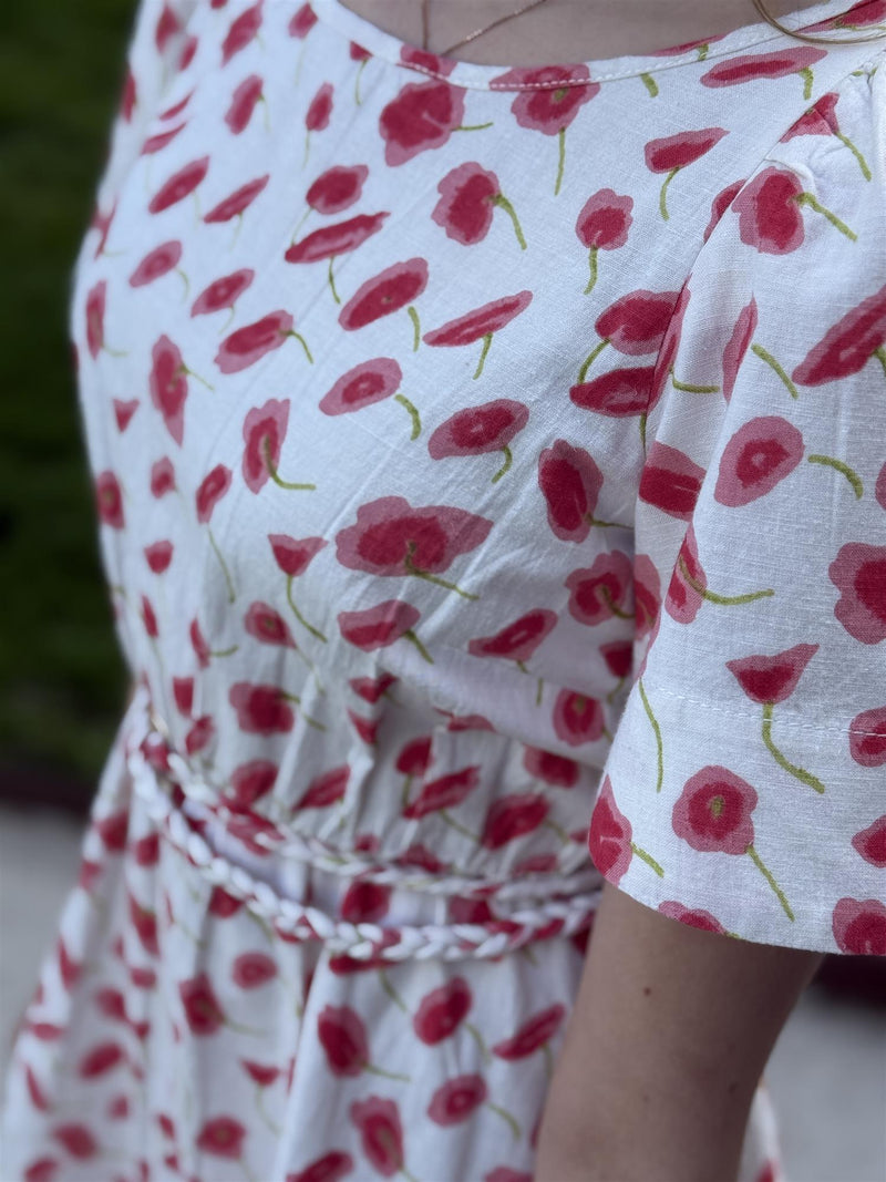 Linen Flared Dress, Romance Petal