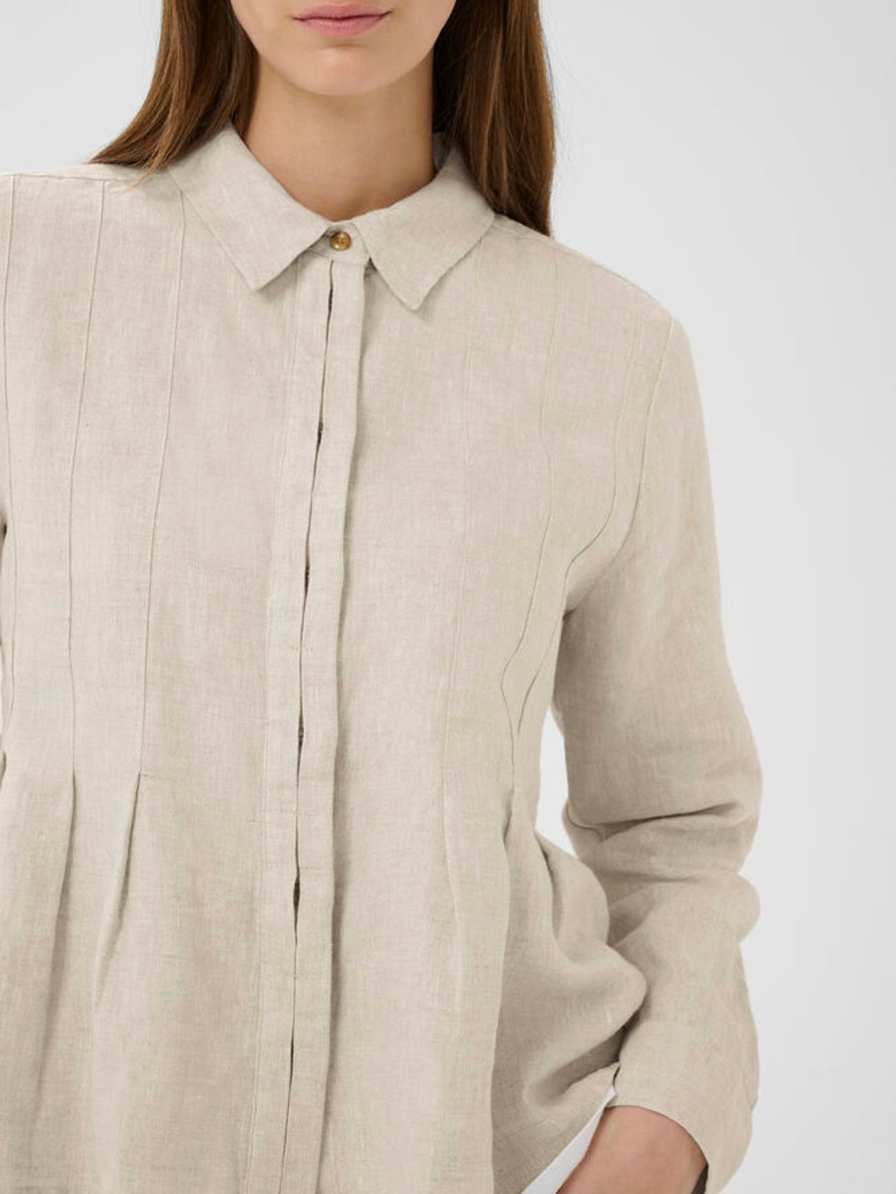 DILANA IW PLEATED SHIRT, Ecru