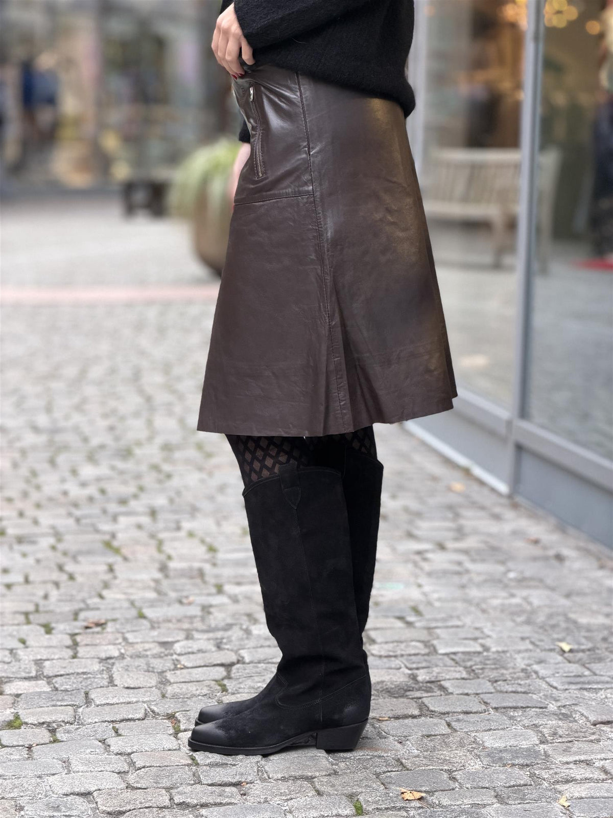 BTFHEIDI Leather Skirt, Brown