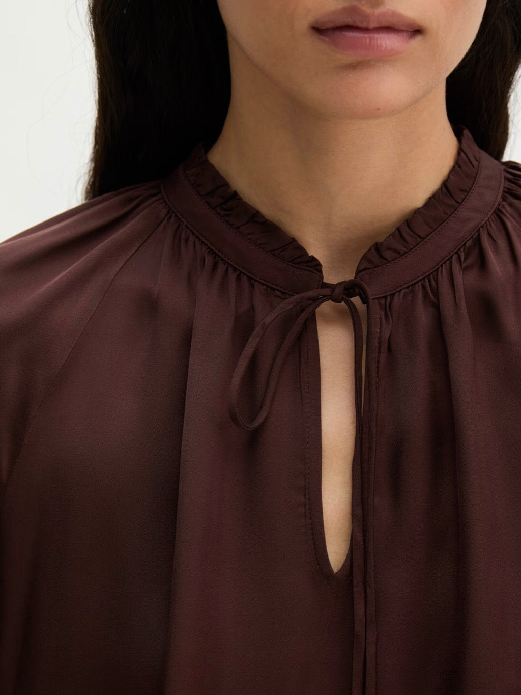 Woven Blouses, Solid, Burgunder