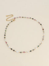 Necklace, Natural stones, Gold/Kaki