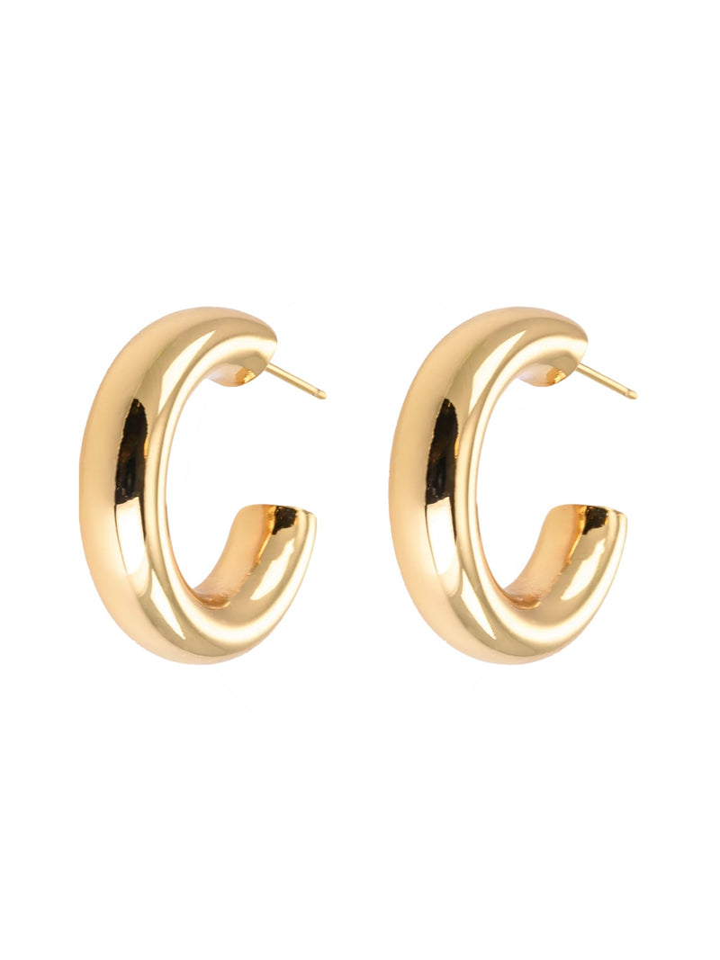 Earring, Medium Chunky Hoops, Gold