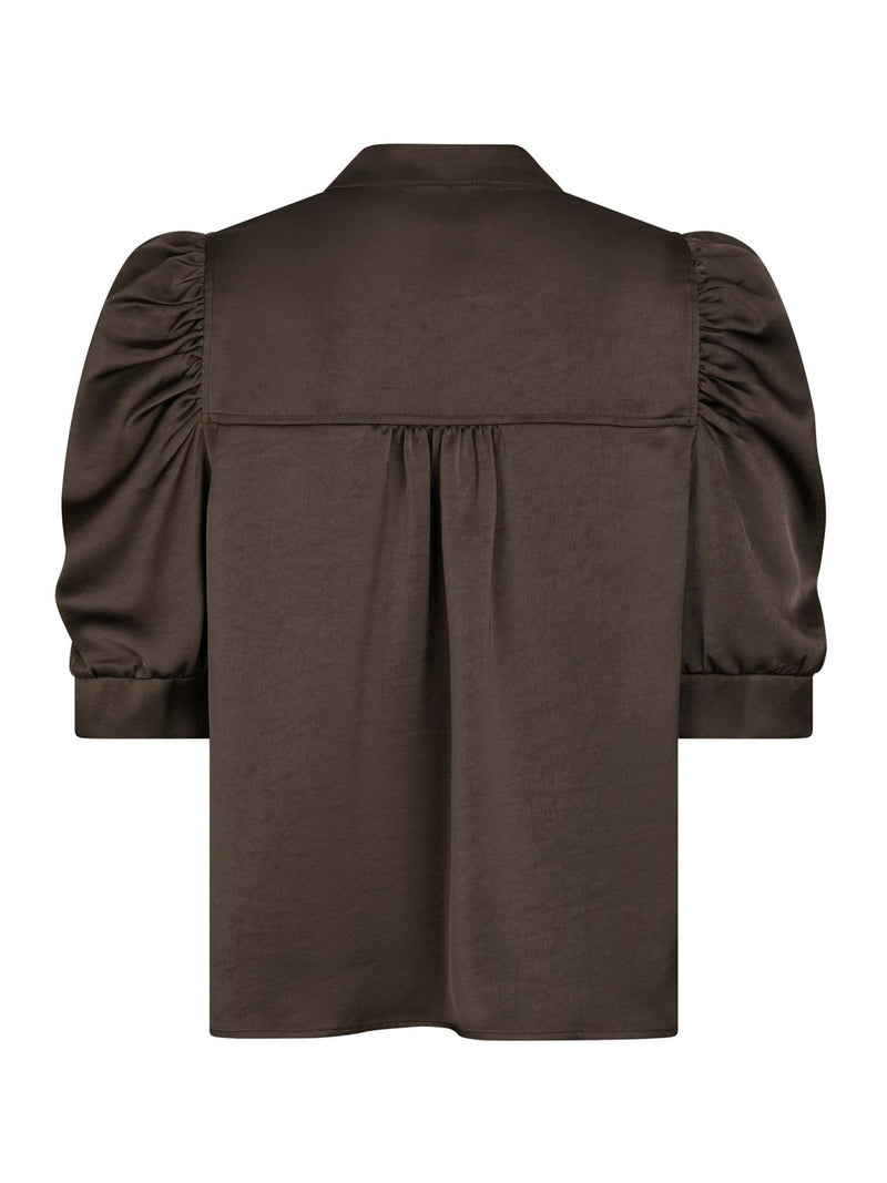 Roella Heavy Sateen Blouse, Dark Brown