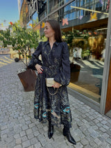 Jacquard Midi Dress, Blue Peacock