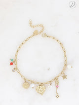 Ankle bracelet, Apple- heart, Gold