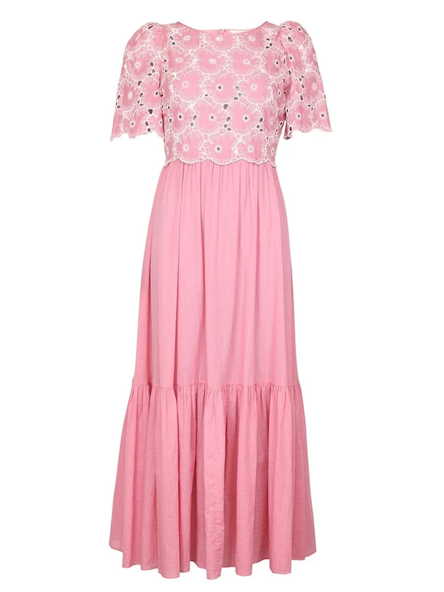 Broderie Anglaise Maxi Dress, Pink