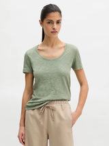 T-shirt, deep round neck twisted, Green