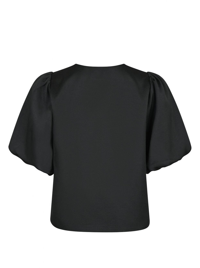 Aska Dull Satin Blouse, Black