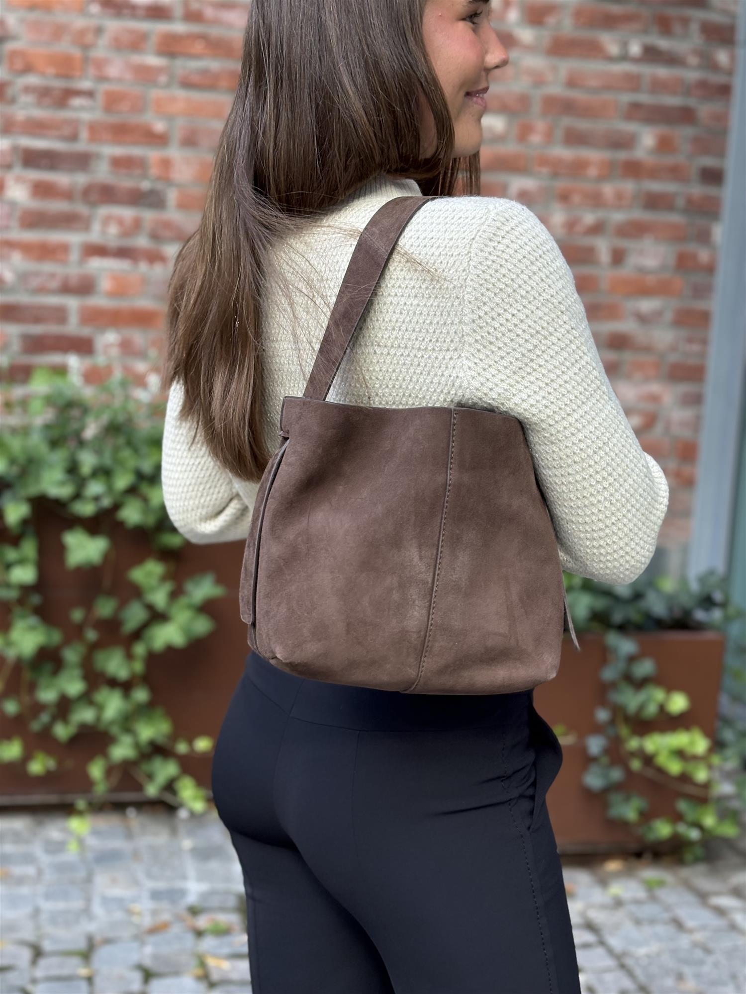 Suede Fraya Small Bag, Brown