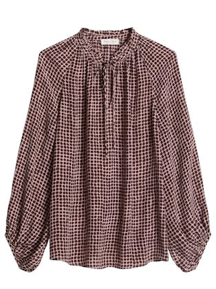 Woven Blouse Longsleeve, Dark Red