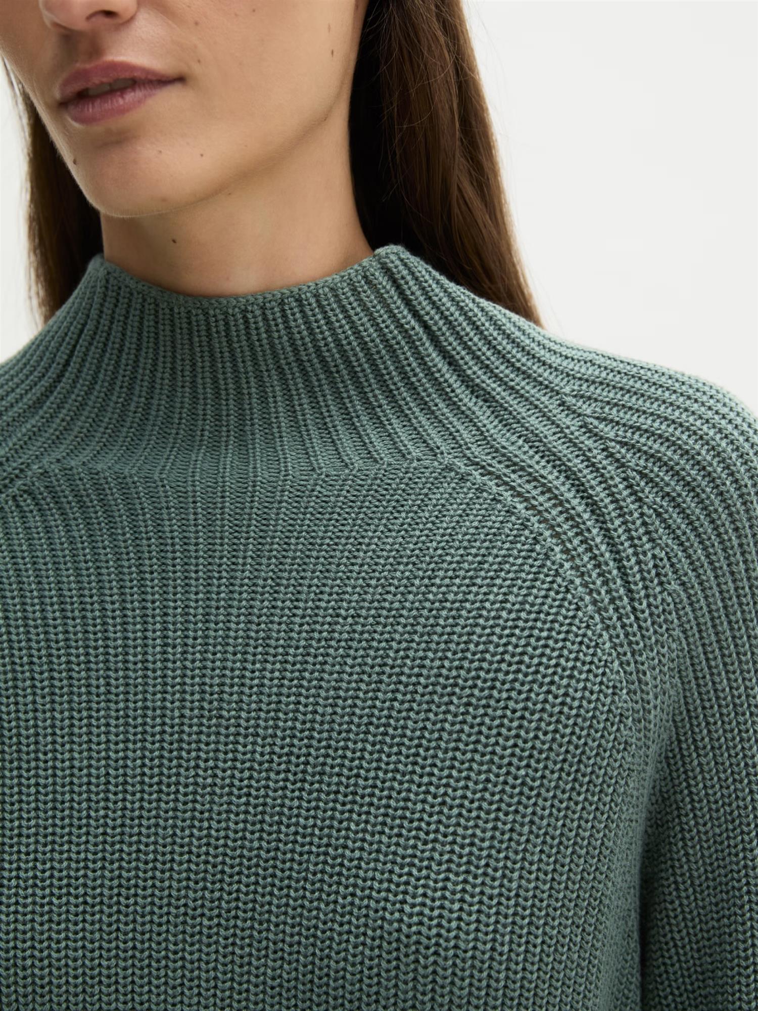 Pullover, Stand-up collar, Green