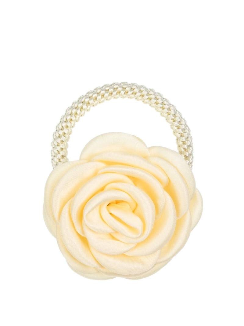 Satin Rose Hair Tie, Pale Yellow