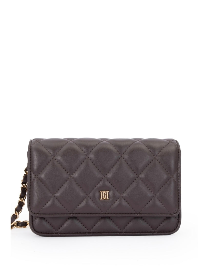 Leather Quilted Mini Bag, Chocolate Brown