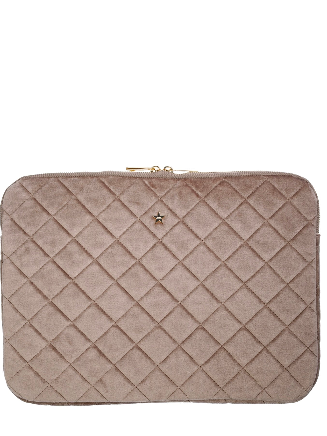 Velvet Quilted Mac Cover, Taupe