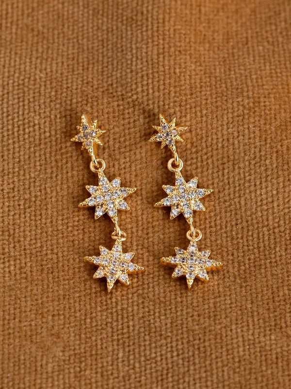 Aurora - Dangling Crystal Star Stud Earrings