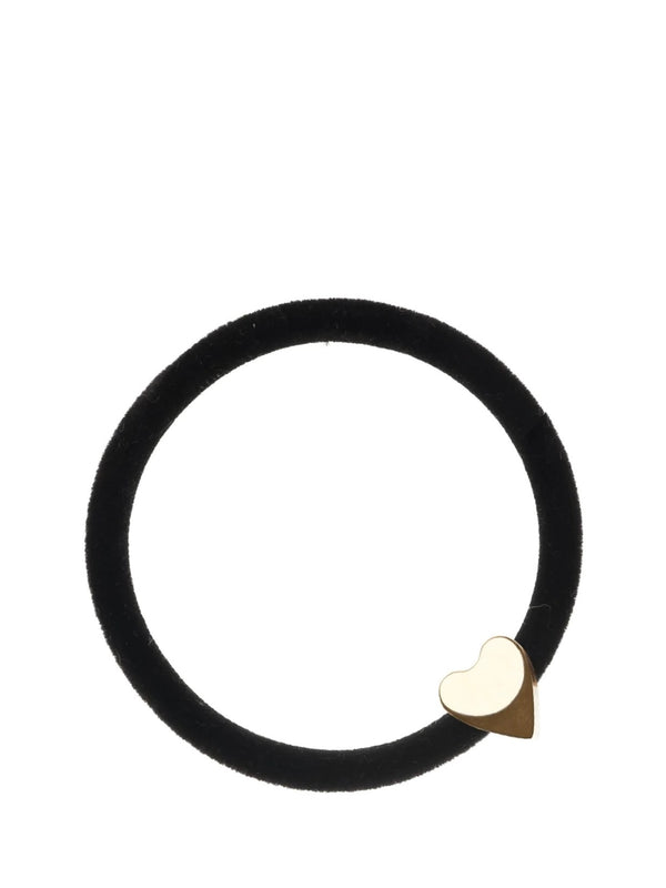 Velvet Hair Tie w/Heart, gold