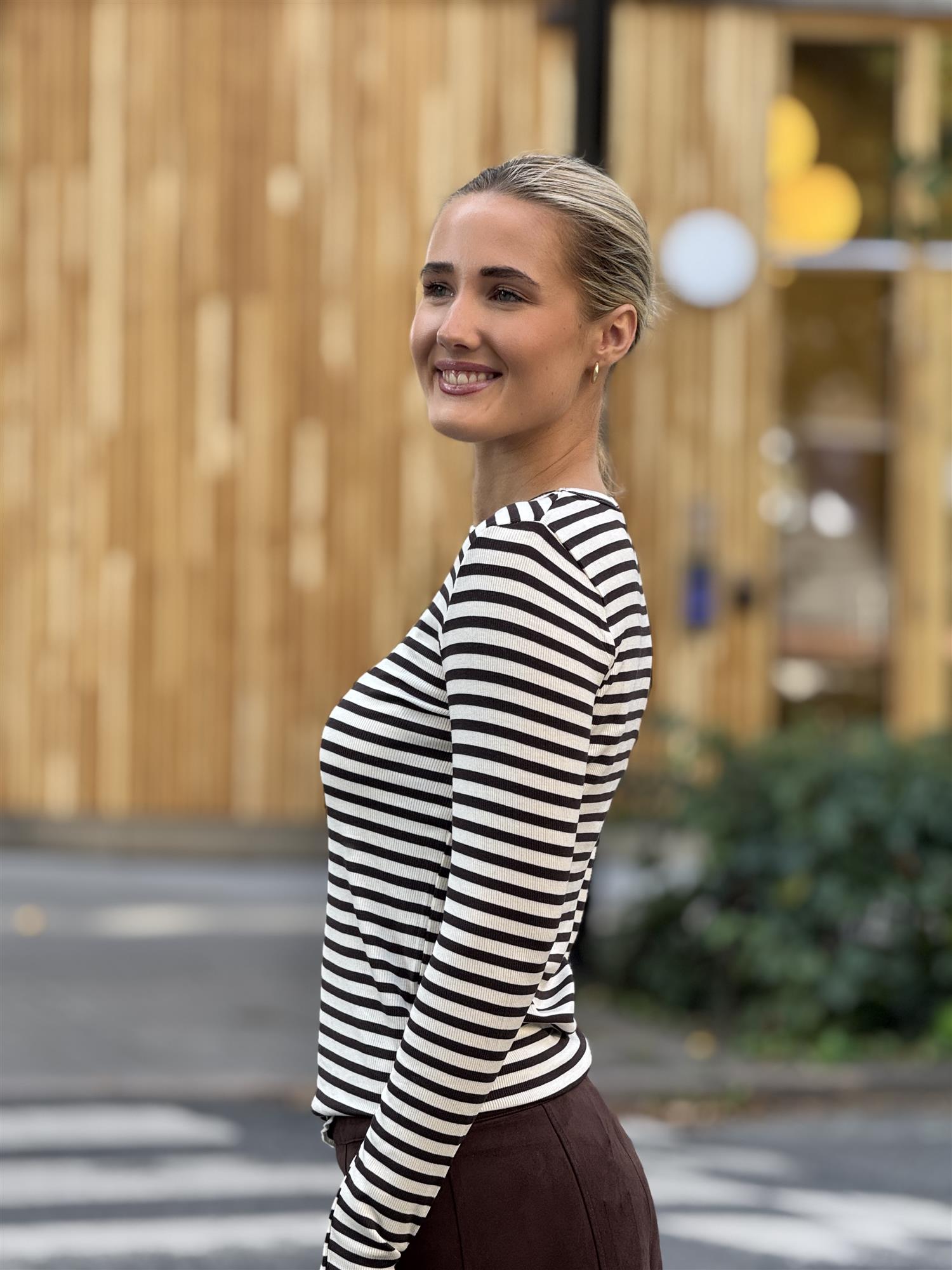 Berit Longsleeve, Brown/white