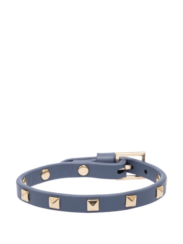 Mini Leather Stud Bracelet, Steel Blue