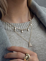 Juno - Crystal Letter Necklace Stainless Steel - A