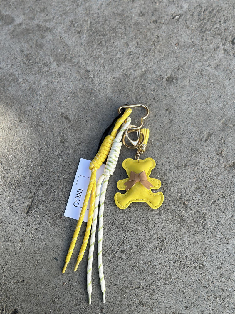 Bag Charm, Yellow Leather Bear