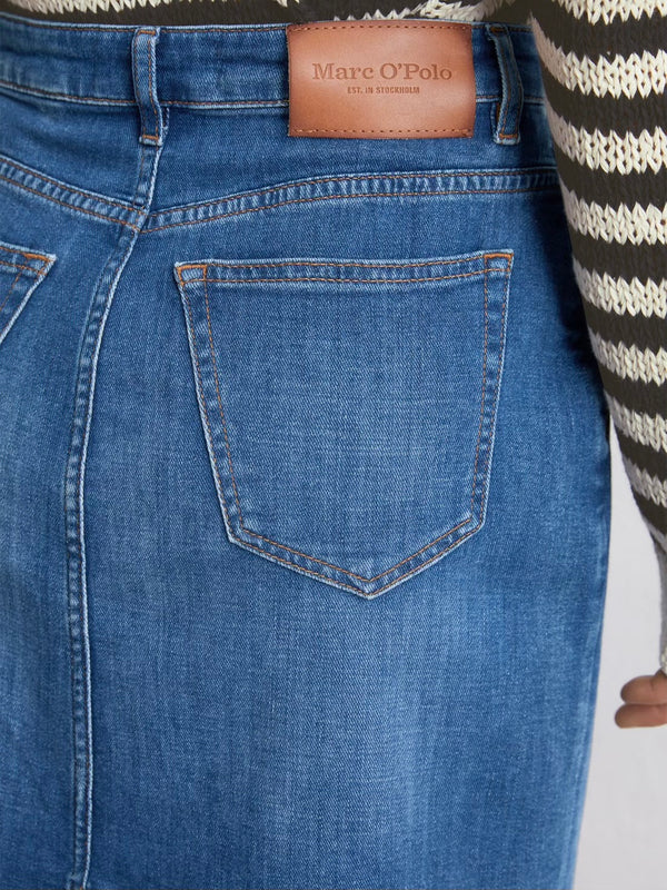 Denim Skirt, high waist, midi length