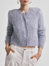 Hairy Knit Jacket, Sky Blue