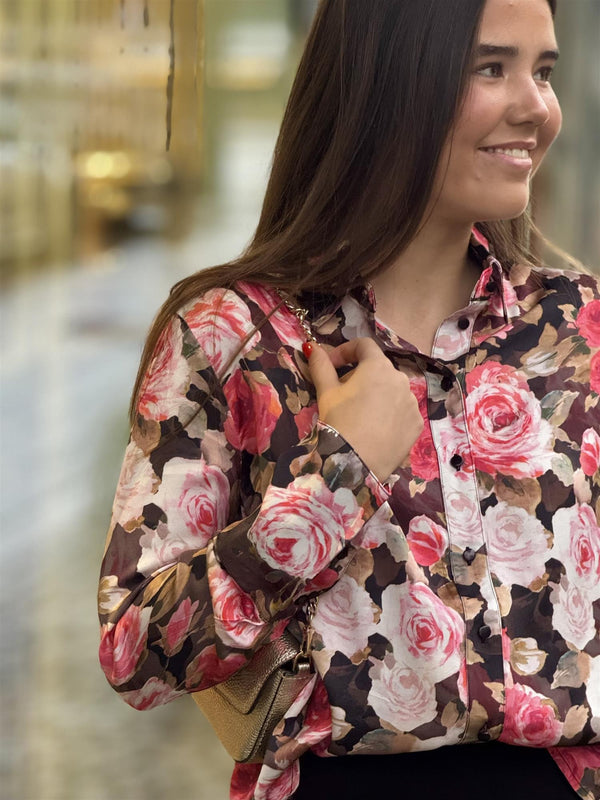 Satin Shirt, Midnight Roses