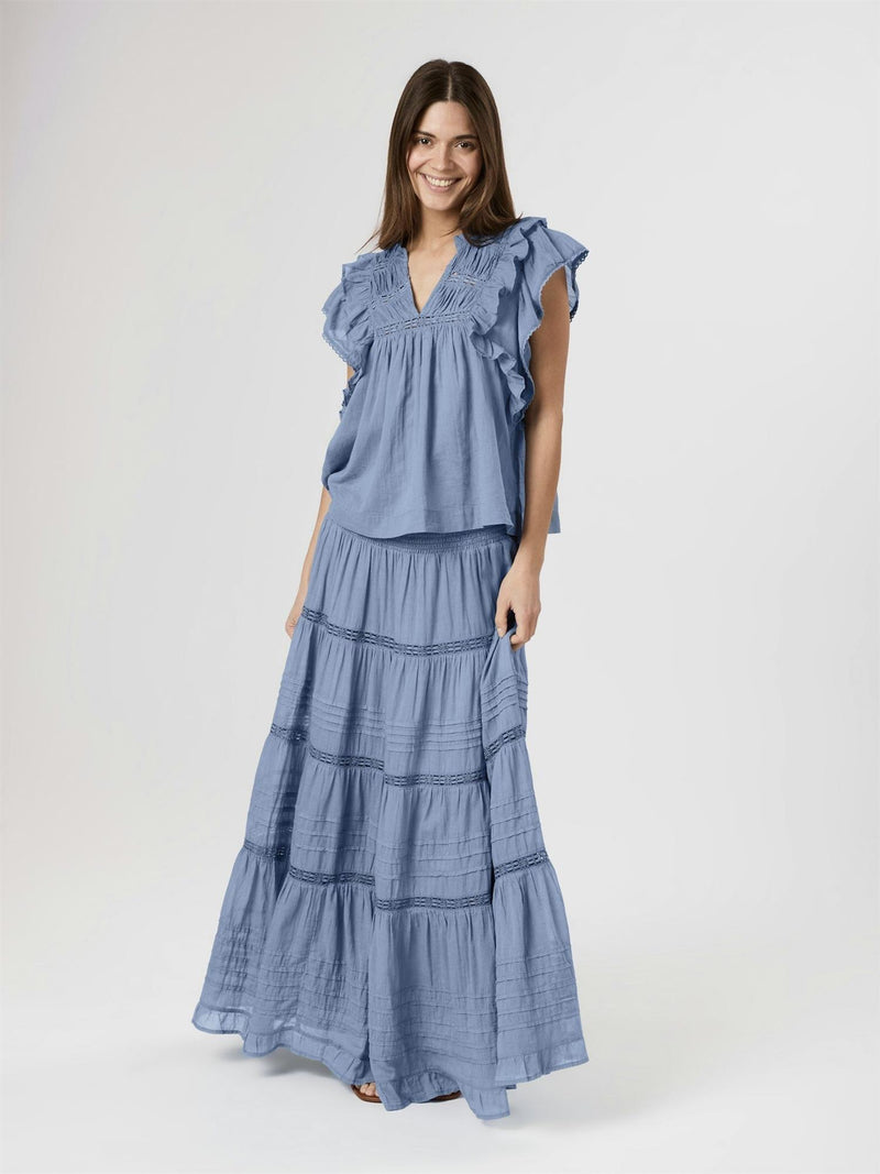 Jayla S Voile Top, Smoke Blue