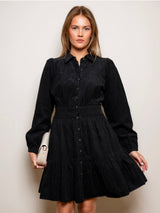 Vicky Dress, Oil Black Corduroy