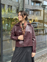 Short Leather Trenchcoat, Bordeaux