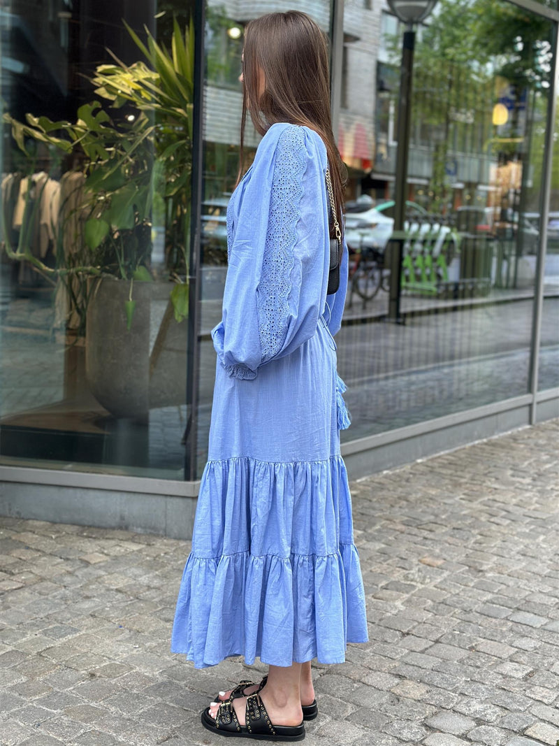 Cotton Slub Midi Dress, Dusty Blue