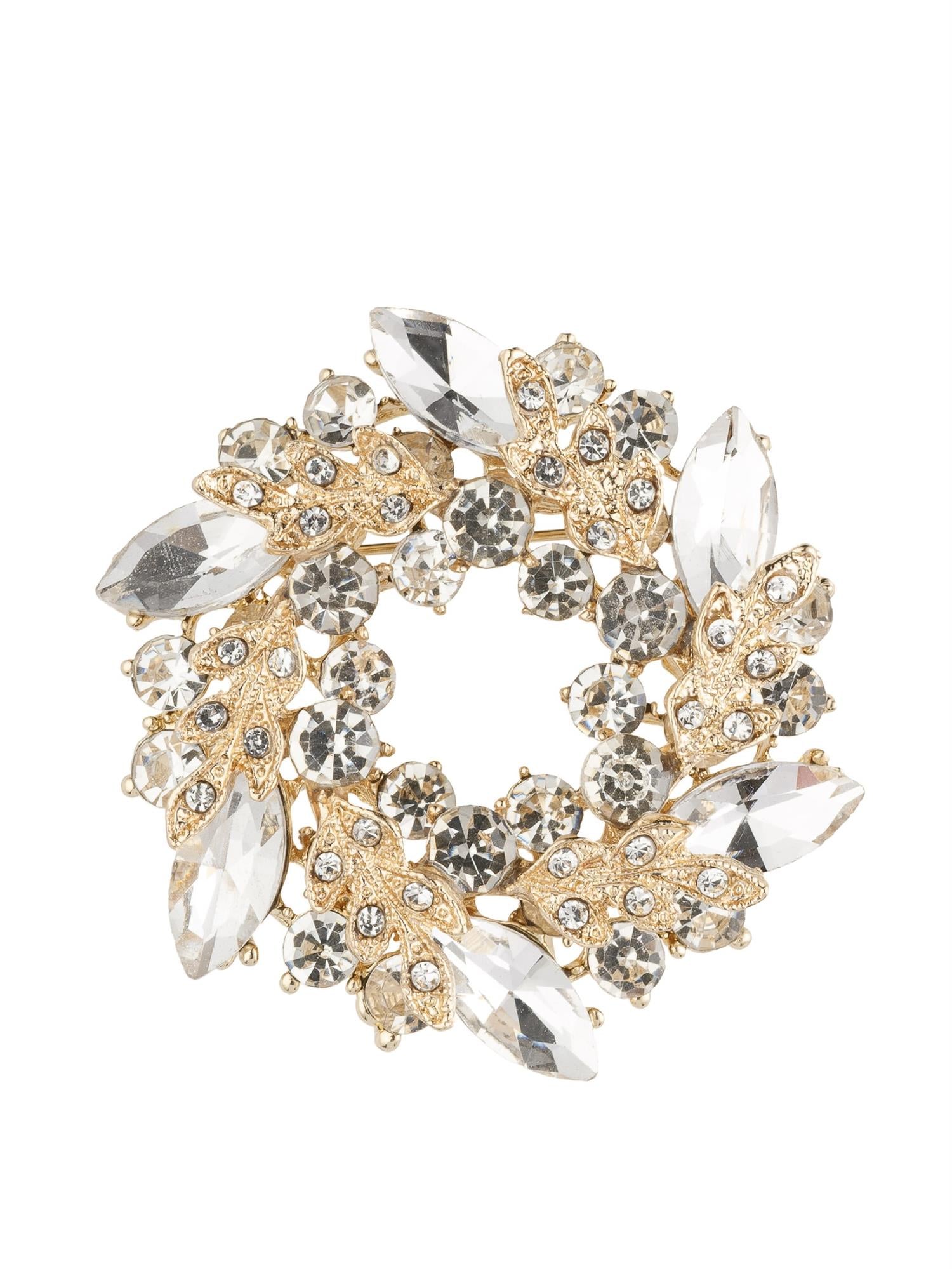 Crystal Halo  Brooch, Gold