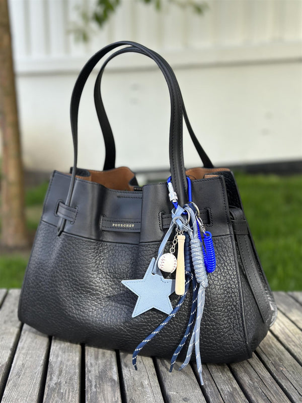 Bag Charm, Blue Leather Star
