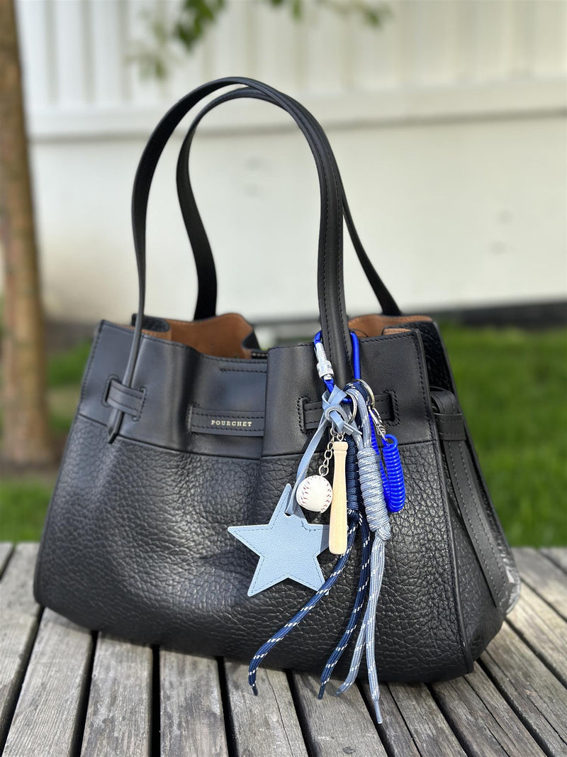 Bag Charm, Blue Leather Star