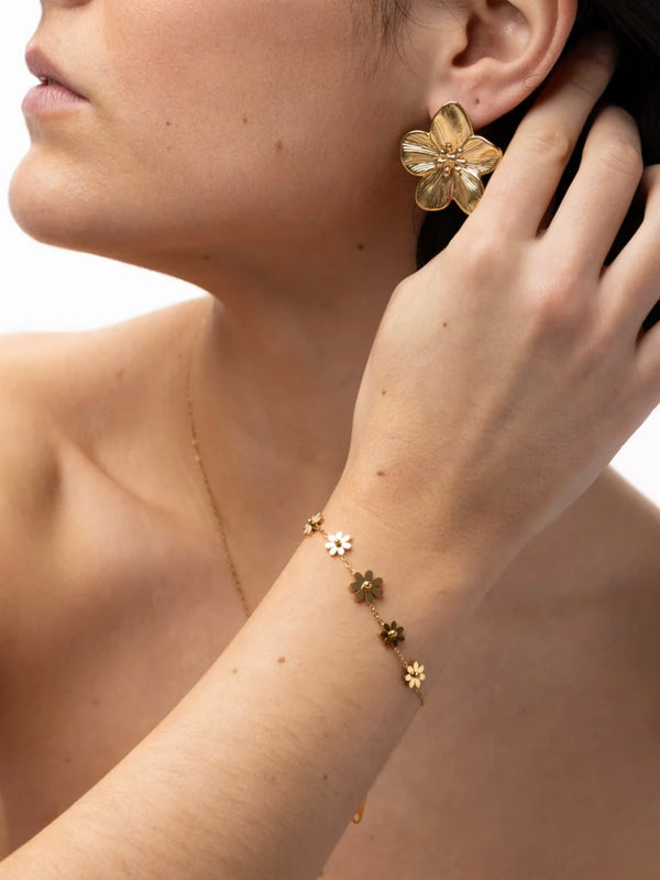 Fay - Flower Chain Bracelet Stainless Steel - Gold
