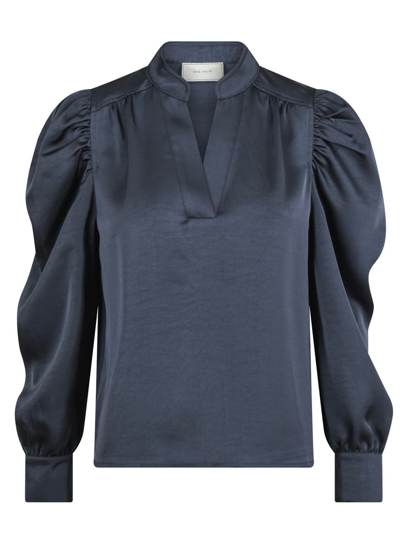 Rosslyn Heavy Sateen Blouse, Midnight Blue