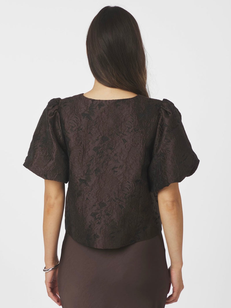 Aisa Brocade Blouse, Dark Brown