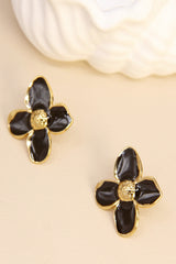 Earrings, black flower