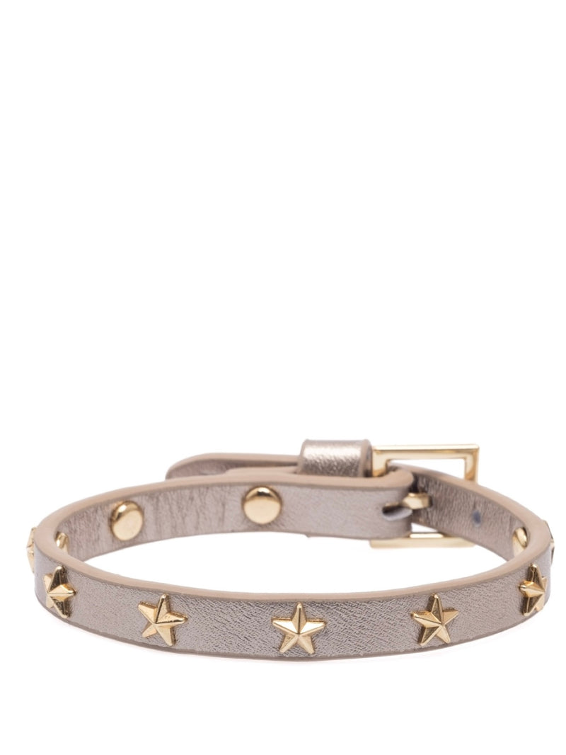 Mini Leather Star Stud Bracelet, Champagne Metallic