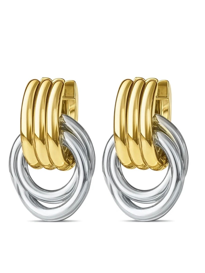 Nea - Duo Hoop Earrings Stainless Steel - Gold and Silver