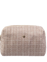 Tweed Make-Up Pouch Large, Warm Taupe